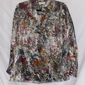 Tory Burch Floral blouse, white and glittery